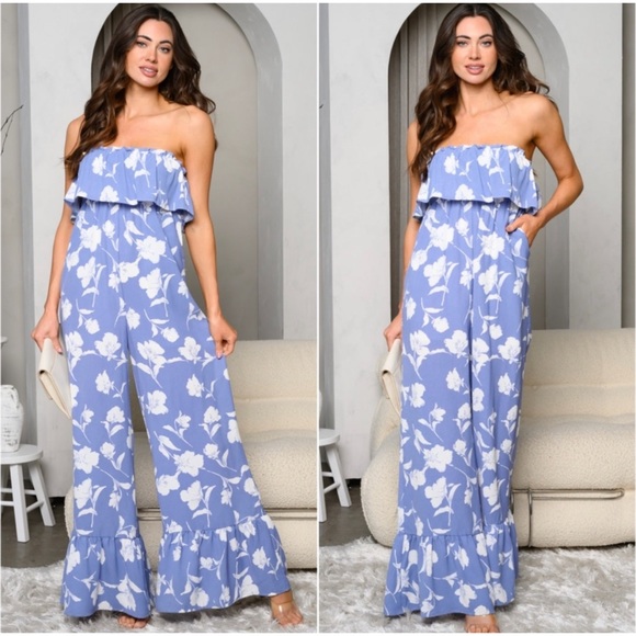 1 LEFT! Ruffle Floral Jumpsuit - Picture 2 of 5